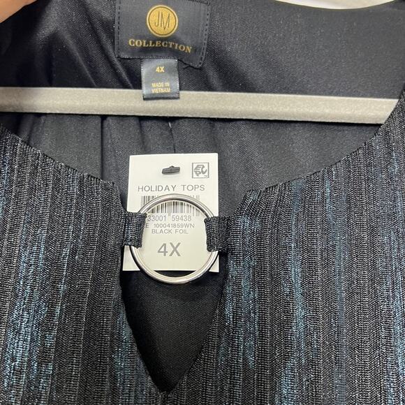 Plus Foiled Ribbed Tunic Top black size 4XL - Picture 4 of 6